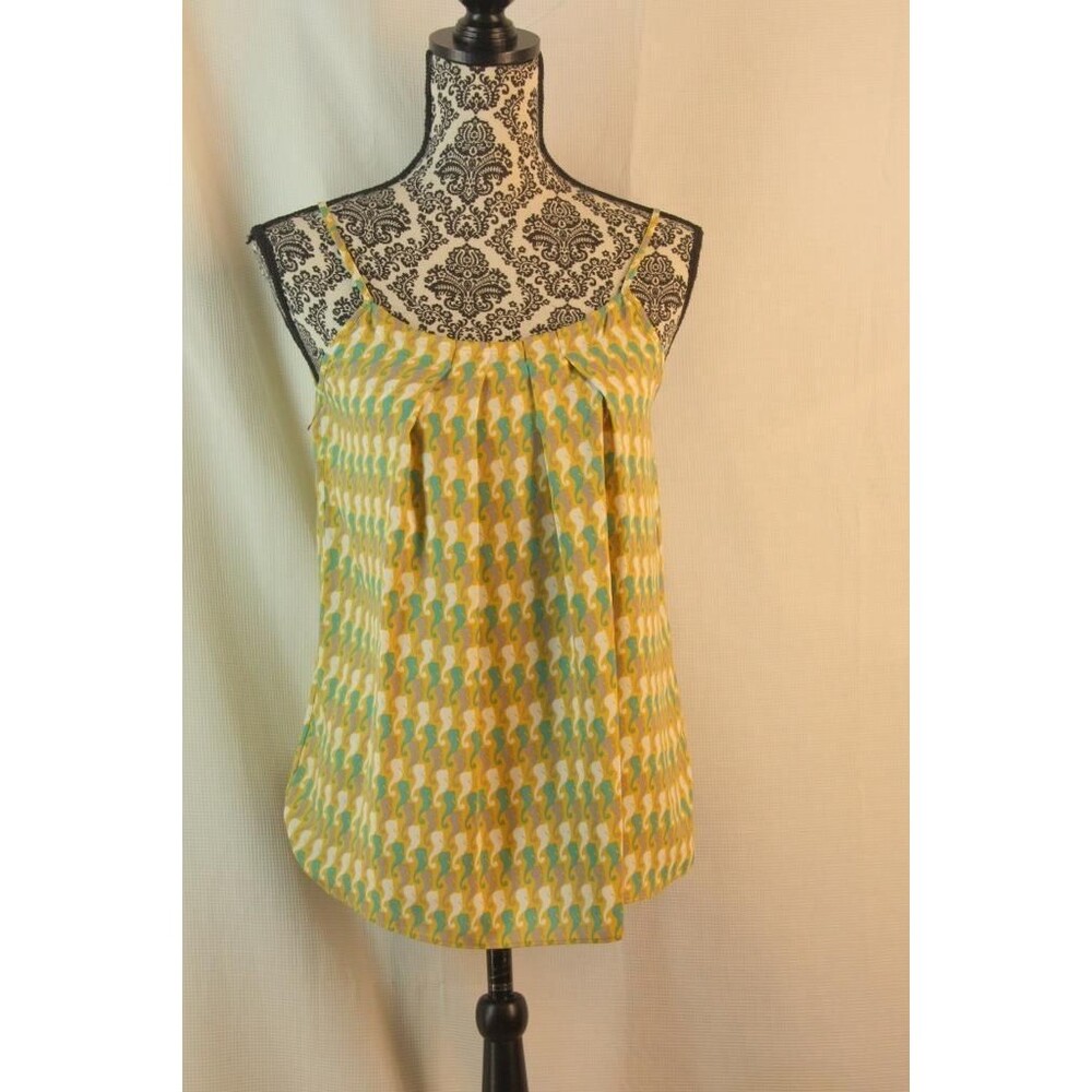 CAbi Tank Top Size Small  Seahorse Gold Green Cami Style 411 Women's